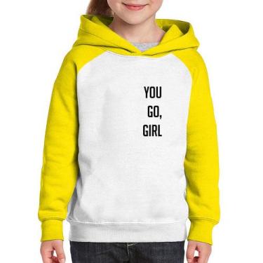 Imagem de Moletom Infantil You go girl - Foca na Moda, Branco, Amarelo, 10