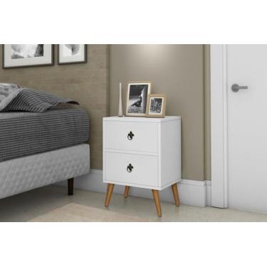 Imagem de Mesa de Cabeceira C/ 2 Gaveta Pés Palito Retrô Ferrara- BRANCO - JA MO