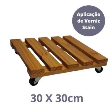 Imagem de Suporte Base Para Vaso E Botijão Gás 30x30cm Com Rodinhas - LP Madeira