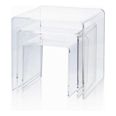 Imagem de Prateleira Para Vitrine Cubo Nicho Acrilico Colorido 3 Pecas - Idealle