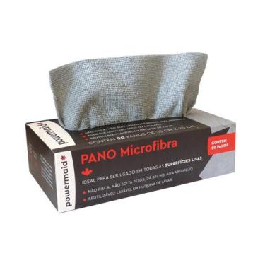 Imagem de Pano De Microfibra Em Caixa 20 Peças Cinza 20x20cm Multiuso Powermaid 