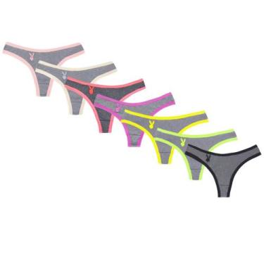 Imagem de Kit 7 Calcinha Playboy Tanga Fio Sexy Lingerie Microfibra Sensual Reve