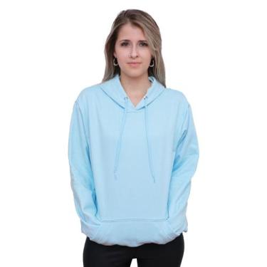 Imagem de Moletom Liso Masculino E Feminino Blusa De Frio Canguru Azul Bebe - wr
