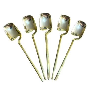 Imagem de Colheres Sobremesa Vazada Dourada Descartável 14cm Kit 12un - Blook