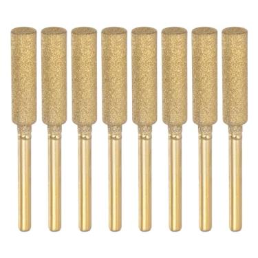 Imagem de HARFINGTON 8 peças de afiador de motosserra de diamante 7/81.3 cm cabeça de cilindro de 5,5 mm, moedor de serra elétrica banhado a titânio