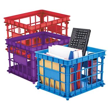 Imagem de Storex Caixa de arquivo padrão de carta/ofício, caixa de plástico comporta até 3.500 folhas, cores sortidas, 43 x 28 x 36 cm, pacote com 3 (61473A03T)