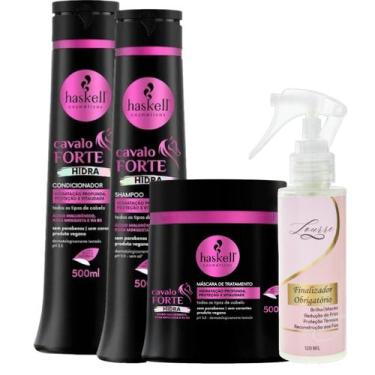 Imagem de Kit Cavalo Forte Hidra Sh + Cond + Máscara 500ml Haskell + Finalizador