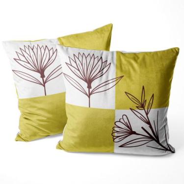 Imagem de Almofada Natural Flor Marrom 40x40cm - Serigrafada Frente e Verso - FA