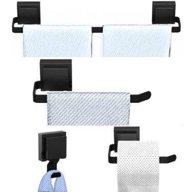 Imagem de Kit Acessórios Para Banheiro 4 Peças Ventosa Preto SF.Max - ShopForte