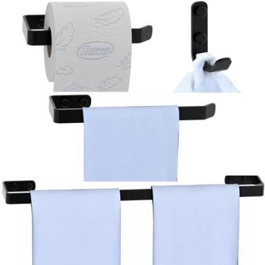 Imagem de Kit Acessórios Para Banheiro 4 Peças Preto Fosco SF.Plus - ShopForte