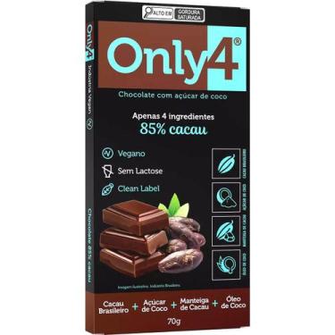 Imagem de Chocolate Only4 85% Cacau Tudo Zero Leite 70g - Vegano