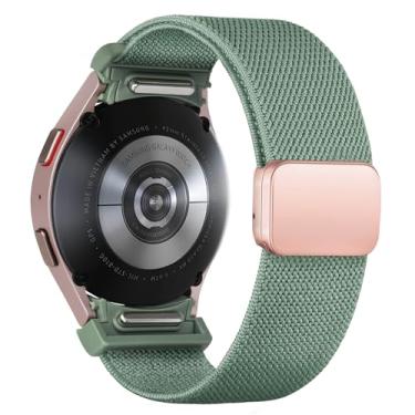 Imagem de Pulseiras de tecido One Click para Samsung Galaxy Watch 7 6 5/4/FE de 40 mm e 44 mm/Galaxy Watch 6 Classic de 43 mm e 47 mm/5 Pro de 45 mm/4 Classic de 42 mm e 46 mm, pulseira esportiva de nylon