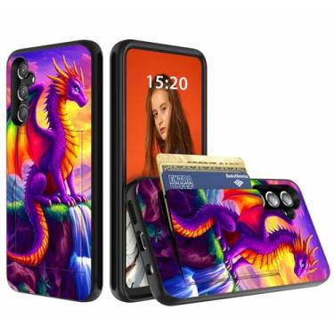 Imagem de Dikoer Capa carteira para Samsung Galaxy A35 5G de 6,6 polegadas [loja com 3 cartões], compartimento para cartão de crédito resistente, compartimento para identidade, policarbonato rígido, proteção de