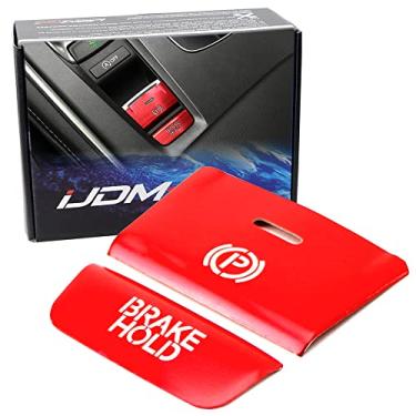 Imagem de iJDMTOY Capa de decoração com botão de liberação de freio de mão em alumínio vermelho esportivo compatível com Honda Accord 2018