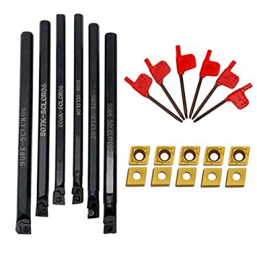 Imagem de GBJ 22 peças S06K/S07K/S08K-SCLCR06/SCLCL06 com CCMT21.51 CCMT060204 Inserções de carboneto 95° Barras de mandrilar de torneamento interno Ferramenta de espuma intercambiável Conjunto de ferramentas