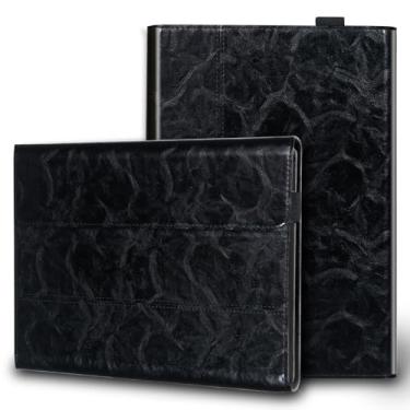 Imagem de Gexmil Capa de couro compatível com SurfacePro 7+/7/6/5/4, com suporte para lápis, teclado tipo suporte, fecho magnético, capa de negócios de portfólio multiângulo, preta