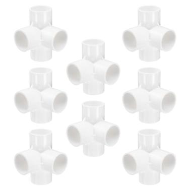 Imagem de HARFINGTON 8 peças de acessórios de tubulação de PVC de 4 vias, conector de tubo de cotovelo de 1-1/5.1 cm, grau de construção, acoplamento de tubulação de 90 graus, acessórios de cotovelo para