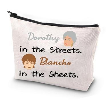 Imagem de JYTAPP Dorothy In The Streets Blanche In The Sheets Bolsa de Cosméticos Inspirada em Ouro Divertida Programa de TV Mercadoria Presentes Bolsa de Maquiagem Presente de Amizade para Melhor Amigo, Bege -