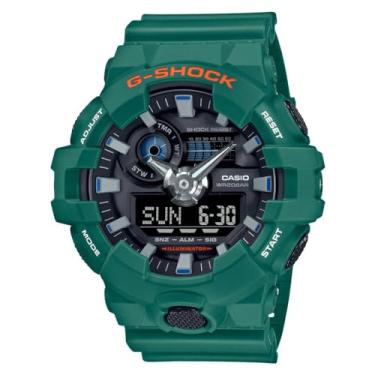 Imagem de Casio Relógio masculino G-Shock com mostrador analógico-digital em resina, vermelho/preto, pulseira, Vermelho/preto, alça