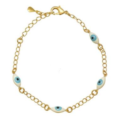 Imagem de Pulseira Quatro Pingentes Olho Grego Folheada em Ouro 18k SoftJoias