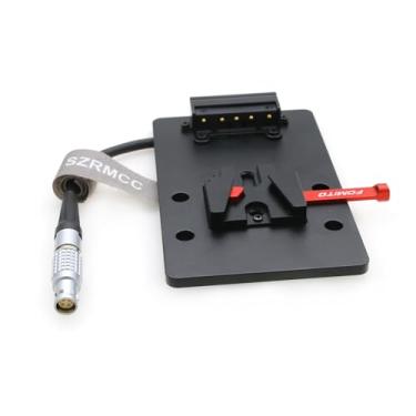 Imagem de SZRMCC Placa de bateria V-Lock para câmera DJI Ronin 4D com cabo de alimentação adaptador de saída fêmea de 6 pinos 10 cm