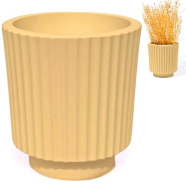Imagem de Vaso Decorativo Garrafa Grécia 9,5cm Cimento Artesanal (Amarelo)