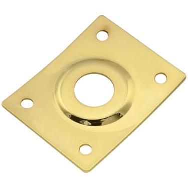 Imagem de Jack Plate Retangular Curvo Dourado Para Guitarra Telecaster Les Paul