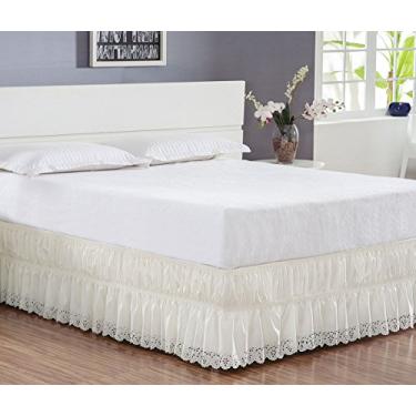 Imagem de Saia para Cama Box Casal Padrão Perolla Bordado Ultrassônico - Palha
