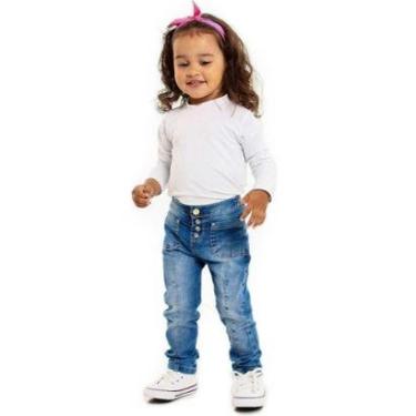 Imagem de Calça Quase Anjo Jeans Infantil Baby com Botões Feminina-Feminino