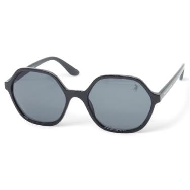 Imagem de Óculos de Sol Polo London Club, design redondo Oversized Lente Proteção UV400 - Kit contém Case Couro ECO (Preto)