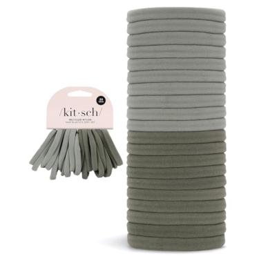 Imagem de Kitsch Laços de cabelo de nylon para meninas e mulheres – sem obstáculos, sem dor, sem danos, ideal para rabos de cavalo, updos e tranças, 20 peças de eucalipto - presentes de dia dos namorados