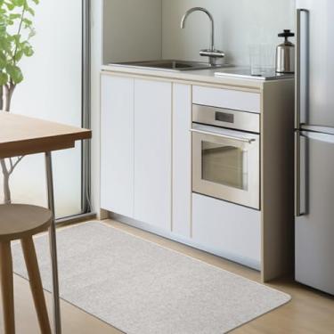 Imagem de 2 Tapete Passadeira Cozinha Antiderrapante Ln 45x110 Vr (MARFIM bege claro areia)