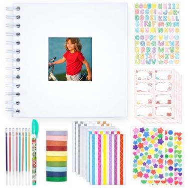 Imagem de Tugle Álbum De Fotos De Scrapbook Infantil, Capa Dura, Faça Você Mesmo, Álbum De Fotos Para Crianças, Papel De Impressão Instantânea Para Câmera Com Acessórios Faça Você Mesmo (Branco)