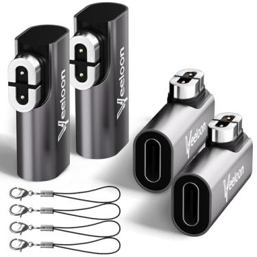 Imagem de Veeloon Adaptador de carregador de 90 graus, pacote com 4, substituição para fones de ouvido Shokz, carregador magnético USB C, conversor de ângulo reto, compatível com Aftershokz Aeropex, Shokz