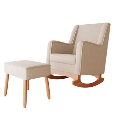 Imagem de Poltrona de Amamentação com Balanço e Puff Aquila Bege - Ideal - Ideal