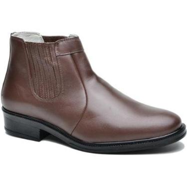 Imagem de Bota Botina Couro Masculino Cano Curto Elástico Lateral Moda Elegante Resistente Confortável-Masculino