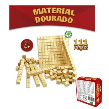 Imagem de Jogo Didático Material Dourado 111 Peças Madeira Educativo Infantil Pa