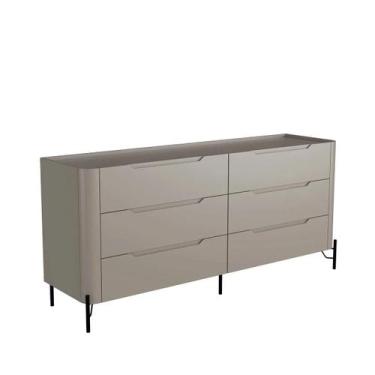 Imagem de Cômoda 6 Gavetas L178 X A81,5cm MDF Grigio/Preto - Incolar