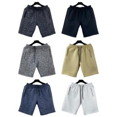 Imagem de kit 6 bermudas moletom masculino adulto bolsos lateral com ziper - f.g