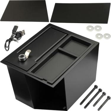 Imagem de Fexhull Conjunto de cofre de arma de segurança para console central atualizado com trava de impressão digital apto para Toyota Tundra 2014-2022, número de peça de substituição: 00016-34174