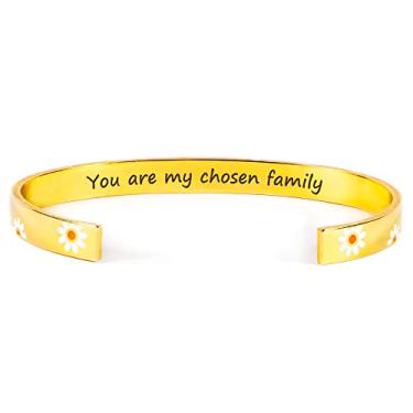 Imagem de História joias pulseiras inspiradoras para mulheres presentes para meninas adolescentes margarida girassol punho pulseira presentes para sua mãe, filha, amigos, irmãs, mantra gravado aniversário, joias de Natal, Metal não precioso, Sem pedras preciosas