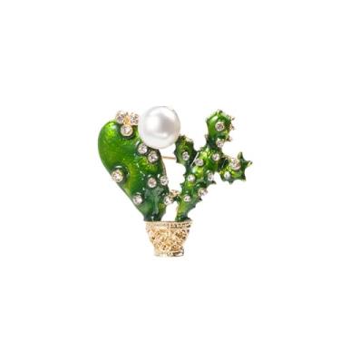 Imagem de ARFUKA Broches e alfinetes para mulheres, broche de cacto de strass e alfinete de lapela para mulheres e homens - acessório de joias para casacos, vestidos, blazers, Metal, Sem Pedra Preciosa