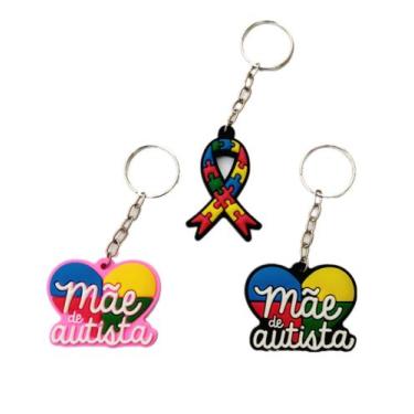 Imagem de Chaveiros Autismo Kit com 40 pçs - Chaveiros Personalizados, Preto, P