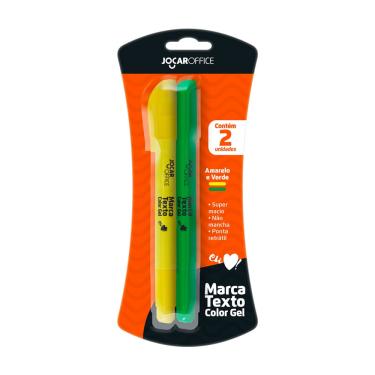 Imagem de Marca-texto gel retrátil 2 unidades amarelo e verde ponta 2–5 mm não borra, não resseca