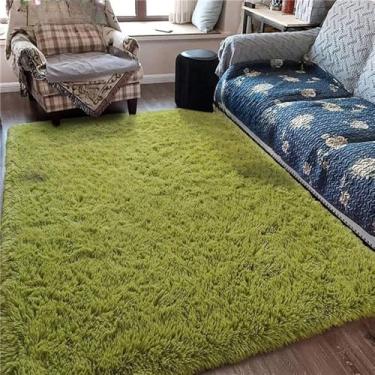Imagem de Tapete macio e fofo para quarto de crianças, antiderrapante, grande, felpudo, pele felpuda, área interna, sala de estar, carpete, quarto infantil, verde, 200 cm x 200 cm