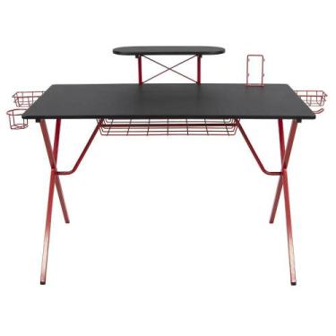 Imagem de Mesa Gamer 92,5x153x60cm Preto e Vermelho - Just Home Collection