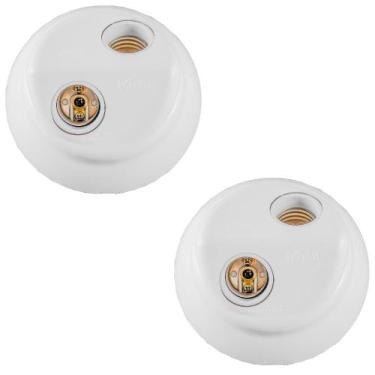 Imagem de Kit 2 Plafon Duplo Redondo Sobrepor Decorativo Para 2 Lâmpadas Led Soq