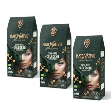Imagem de Kit 3 Erva Mate Nativo Orgânica Colágeno Hidrolisado 500g Séries Especiais Premium Sem Açucar