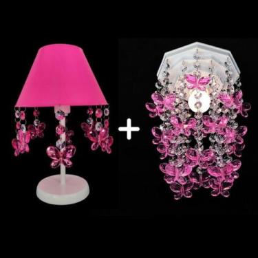 Imagem de Quartinho De Bebê Lustre E Abajur Infantil Menina Borboleta - Lustres 