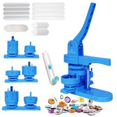 Imagem de MECOLOUR Máquina De Fazer Botões Vários Tamanhos, 1,26 + 1,73 2,28 Polegadas, Alfinetes, 150 Peças Suprimentos Para Crachás Botão, Pressionar Botão Personalizados Diy, Presente Diy Crianças (Azul)